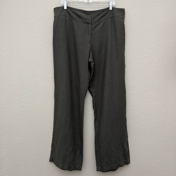 Eileen Fisher 100% Linen Wide Leg Pants Gray Size 16 - Picture 1 of 10